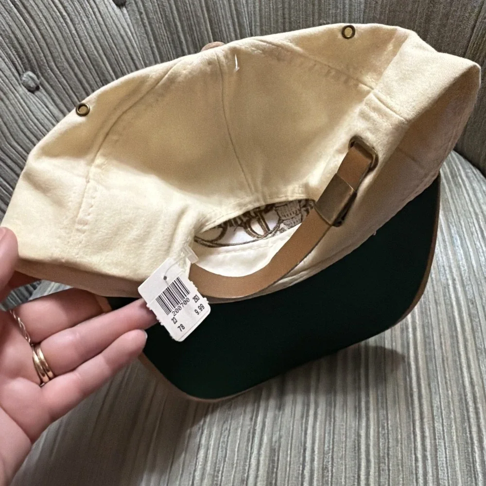 Cap Cracker Barrel Strapback Hat Baseball Lt Tan Leather Brim JJ Of Dallas VTG